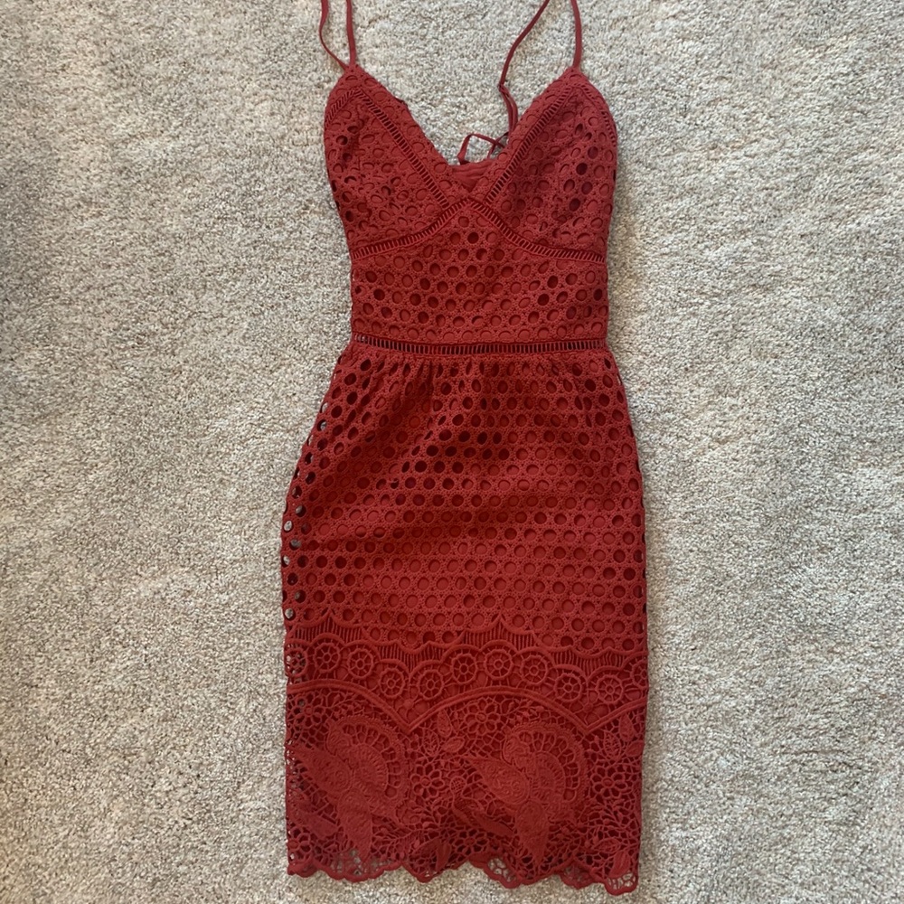 red textured flare dress